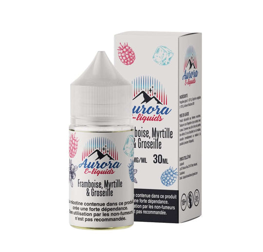 E-liquide aurora framboise Myrtille groseille