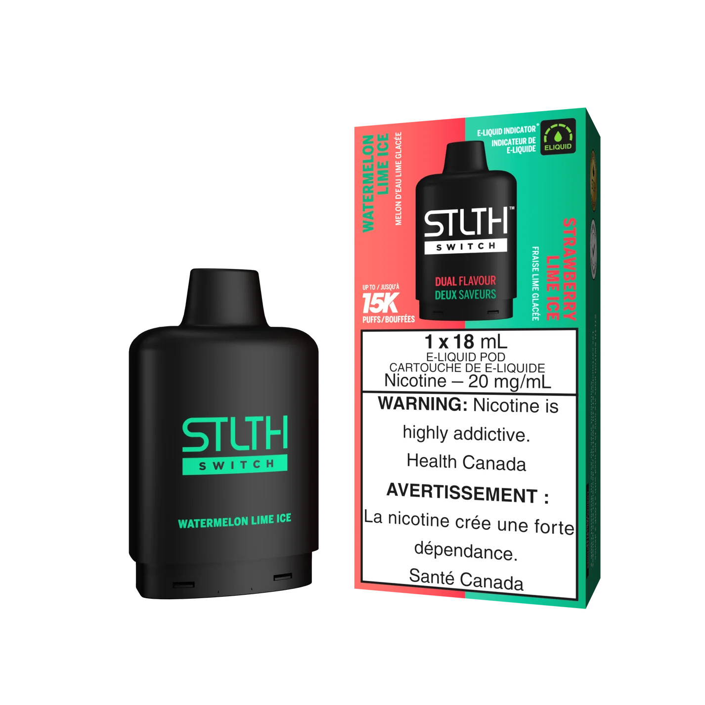 Stlth switch pod watermelon lime ice / strawberry lime ice